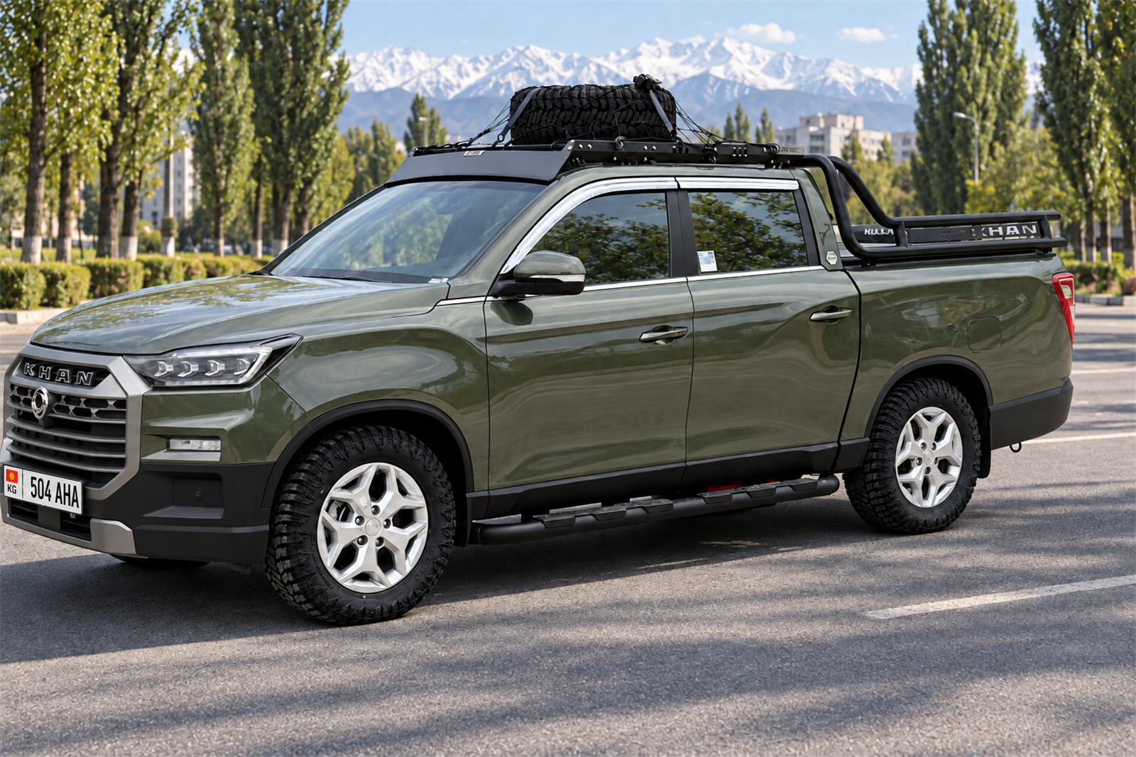 Аренда пикапа KGM Rexton Sports Khan 2024 цвета хаки в Бишкеке — в Бишкеке